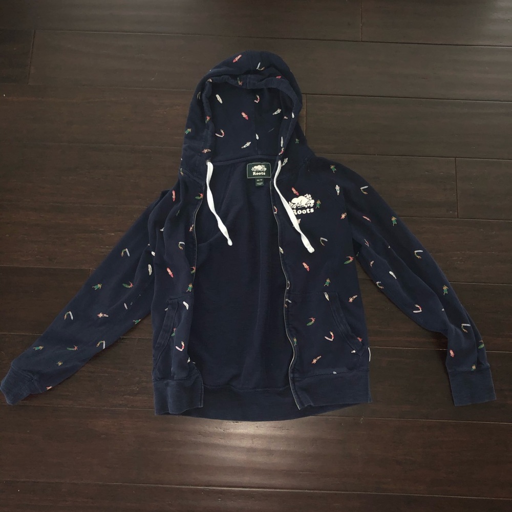 Blue Roots Zip Up Sweatshirt with Swimming People